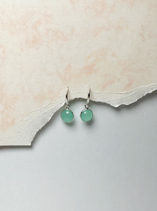 Pendientes de aro con cuarzo verde
