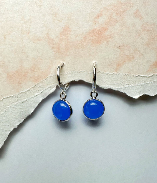Pendientes de aro con ónix azul