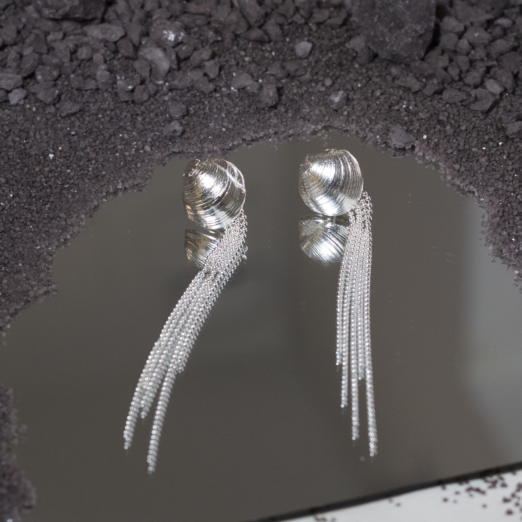 Pendientes Sirea Cadenas, hechos a partir de un concha en plata 925